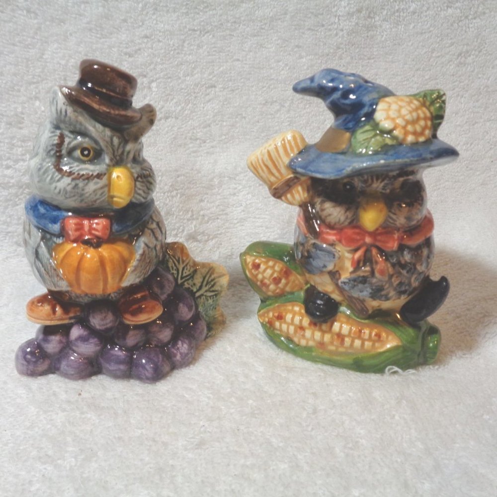 Harvest Set Mr & MS OWL Salt Pepper Shakers